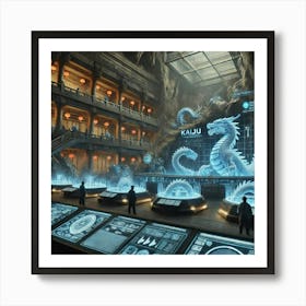 A High Tech Kaiju Control Center Inside A Large Ca Art Print