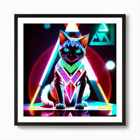 Neon Cat 2 Art Print