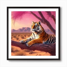 Tiger In The Desert Art Print