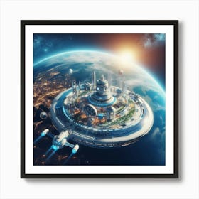 Spaceship In Space 43 Art Print