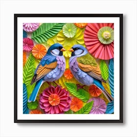 Firefly A Modern Illustration Of 2 Beautiful Sparrows Together In Neutral Colors Of Taupe, Gray, Tan (97) Art Print