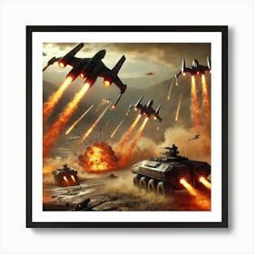 Flame Seraph Attacking Support Vehicles Art Print