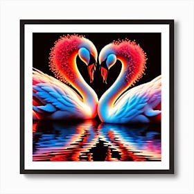 Swans Heart Art Print