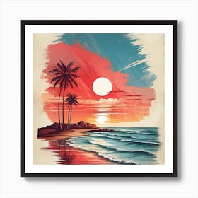 Sunset At The Beach Art Print