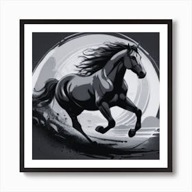 Horse Running In The Moonlight Art Print