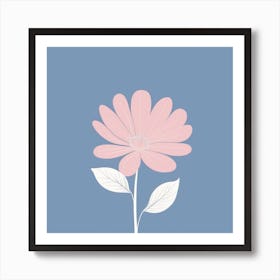 A White And Pink Flower In Minimalist Style Square Composition 432 Art Print