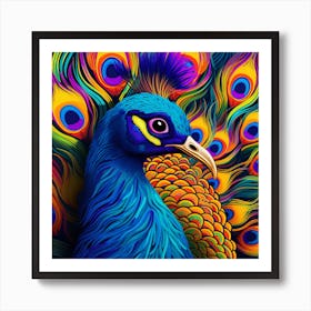 Colorful Peacock Art Print