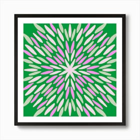 Petal Burst - green and pink Art Print