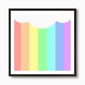 Rainbow Cloud Background Pastel Template Multi Coloured Abstract Art Print