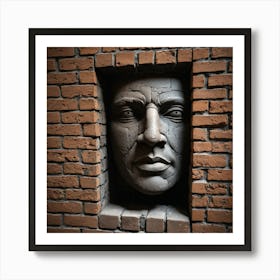 Face In Brick Wall Art Print