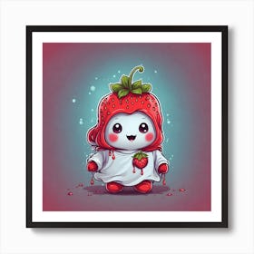 Strawberry Kawaii Art Print