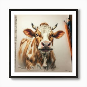 Cow Drawing 10 Art Print