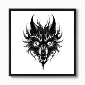 Wolf Head Tattoo 4 Art Print