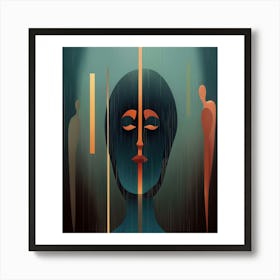 Abstract Woman In The Rain Affiche