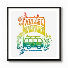 Vanlife Rainbow hippy vibes Art Print