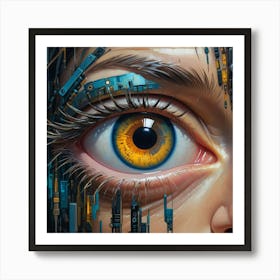 Oil Painting Cyber punk style Depiction Of A Persons Art Print