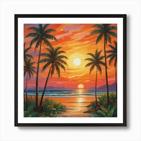 Sunset At The Beach 19 Art Print