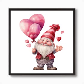 Gnome With Balloons Art Print
