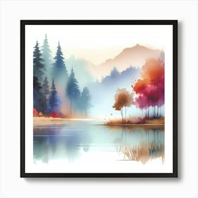 Watercolor Landscape Painting 21 Art Print