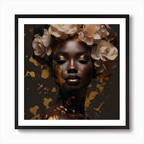 Black Beauty With Gold Paint Art Print