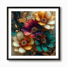 Flowers In Gold Art Print