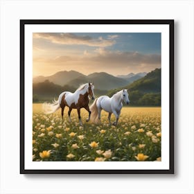 Horses In A Field 20 Art Print