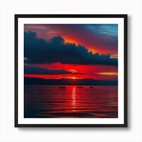 Sunset On The Lake 4 Art Print