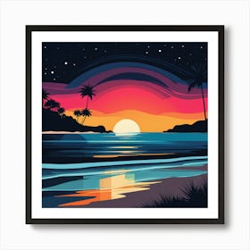 Sunset At The Beach 10 Art Print