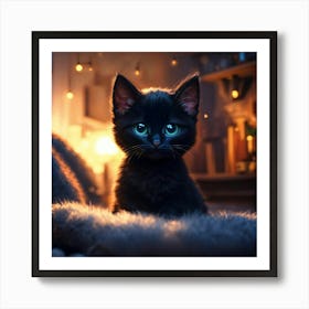 Epic Shot Of Ultra Detailed Cute Black Baby Cat In (4) Art Print