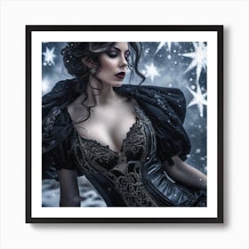 Gothic Beauty in the Snow 1 Art Print