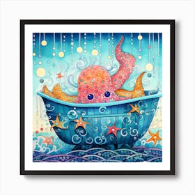 Octopus In A Tub Art Print