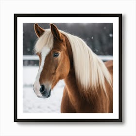 Horse In The Snow 4 Art Print