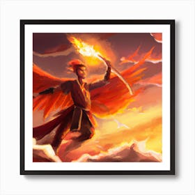 Flight of the phoenix warrior Art Print