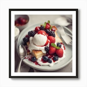 French Toast With Berries And Cream Art Print