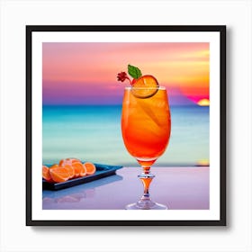 Sunset Cocktail On The Beach Art Print