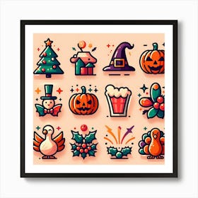 Halloween Icon Set 1 Art Print