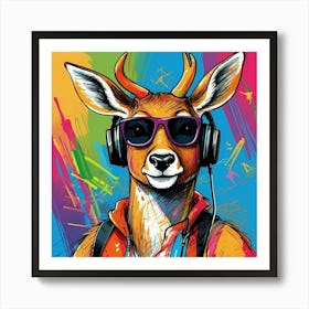 Deer With Headphones 5 Art Print