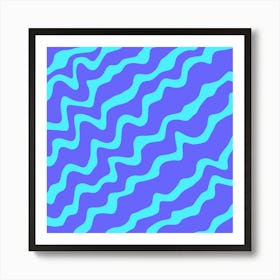 Blue Wavy Pattern Art Print