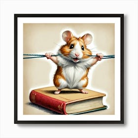 Hamster On A Book 2 Póster