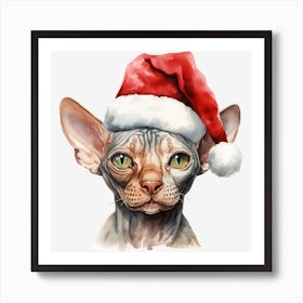 Sphynx Cat In Santa Hat 8 Art Print