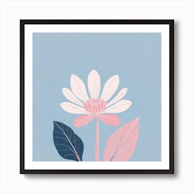 A White And Pink Flower In Minimalist Style Square Composition 483 Poster