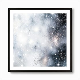 Abstract Galaxy In Watercolor Foreground Dust And Silver Sparkles Shimmering Space With A Bokeh Ef (3) Art Print