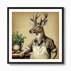 Chef Deer 2 Art Print