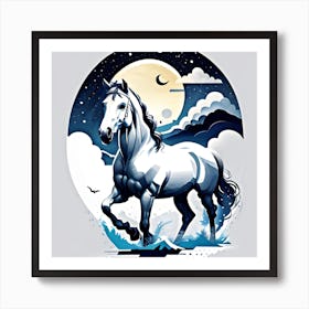 Horse In The Moonlight Art Print