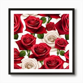 Red Roses Seamless Pattern Art Print