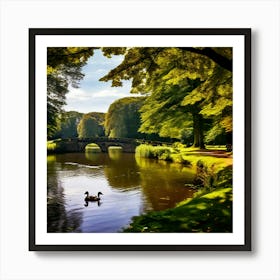 Nature Summer Outdoors Water Sightseeing Victory Park Duck Pond Garden Lake Shore Autumn (9) Art Print