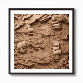 Seascape With Ships Art Print