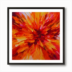 Fiery Sunset Floral Burst Art Print