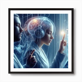 Two People Looking At A Computer Screen Poster