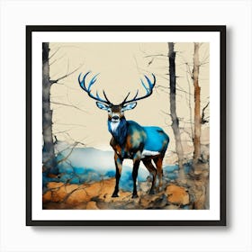 Stag In The Woods Art Print